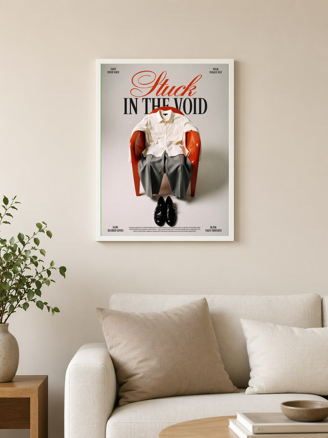 Stuck in the Void Surreal Wall Art Print - white framed