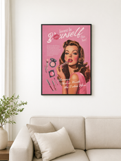 Invest In Yourself Retro Glam Wall Art Print - black framed