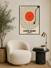 Custom Song Lyrics Vinyl Record Wall Art Print - black framed
