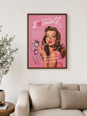 Invest In Yourself Retro Glam Wall Art Print - dark wood framed