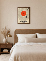 Custom Song Lyrics Vinyl Record Wall Art Print - dark wood framed