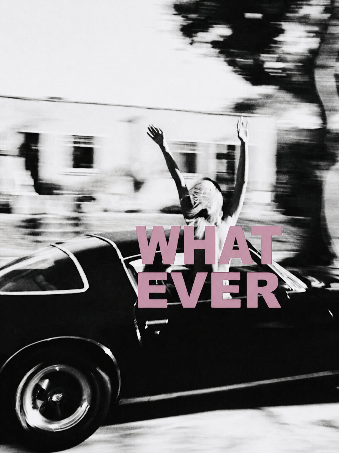 Whatever Retro Car Wall Art Print in Black & White - unframed