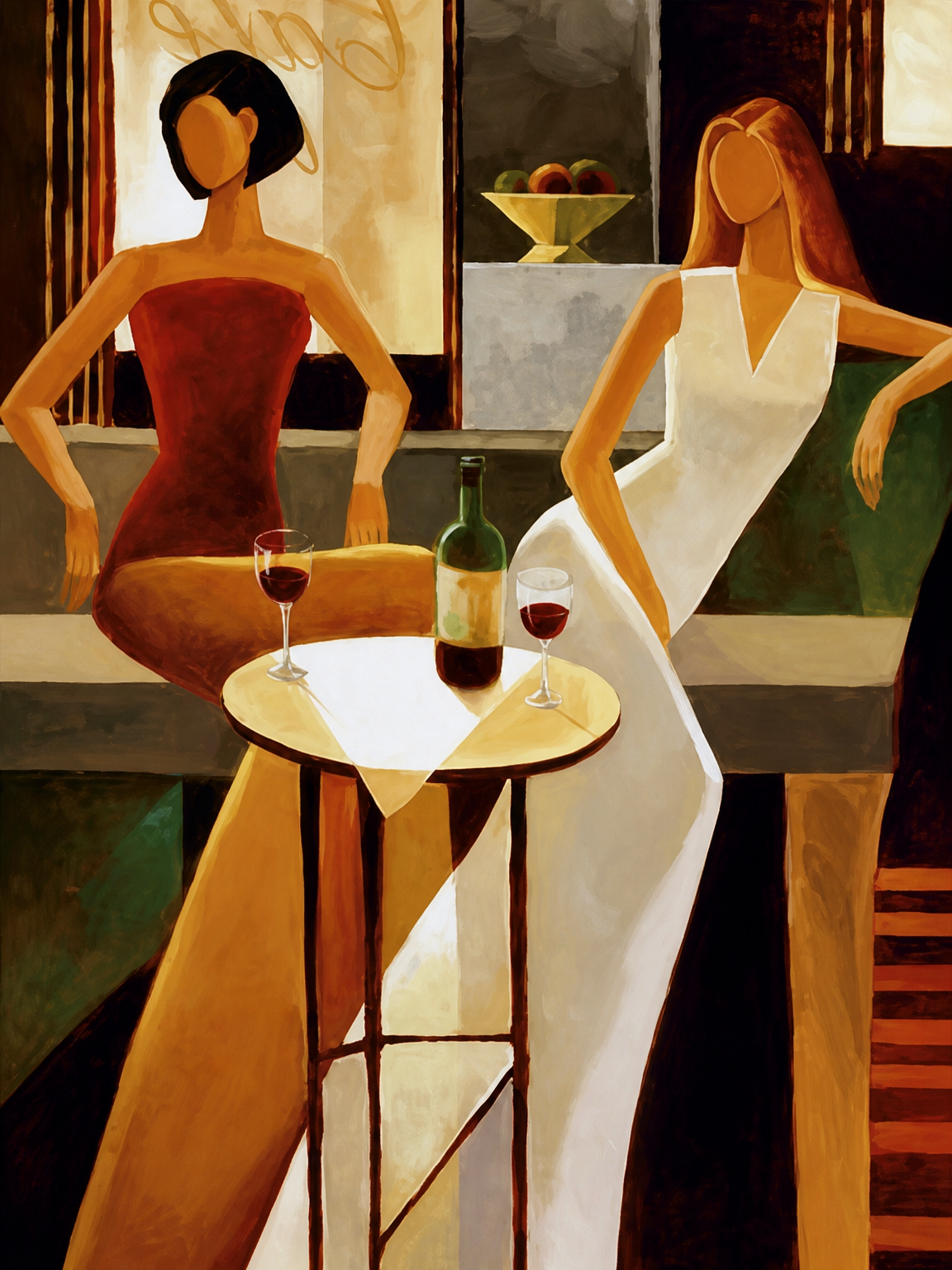Modern Wine Lounge Ladies Wall Art Print - unframed
