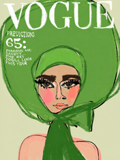Green Vogue Fashion Illustration Wall Art Print - unframed
