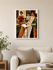 Modern Wine Lounge Ladies Wall Art Print - white framed
