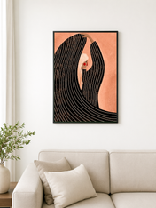 Minimalist Woman Illustration Wall Art Print - black framed