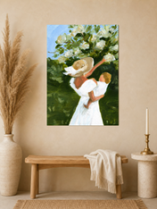 Mother and Child in Garden Wall Art Print - unframed mockup