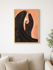Minimalist Woman Illustration Wall Art Print - wood framed poster