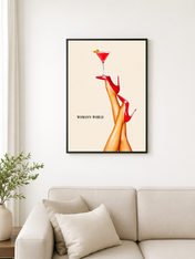 Woman's World Cocktail Wall Art Print - black framed