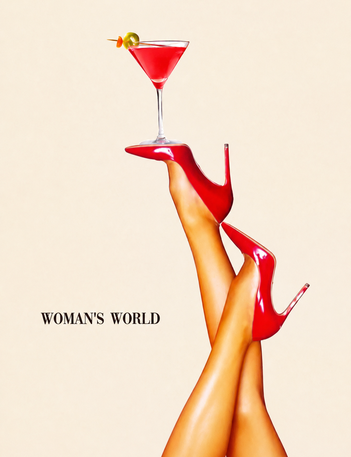 Woman's World Cocktail Wall Art Print - unframed