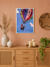 Vogue Hot Air Balloon Vintage Wall Art Print - white framed