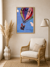 Vogue Hot Air Balloon Vintage Wall Art Print - wood framed poster