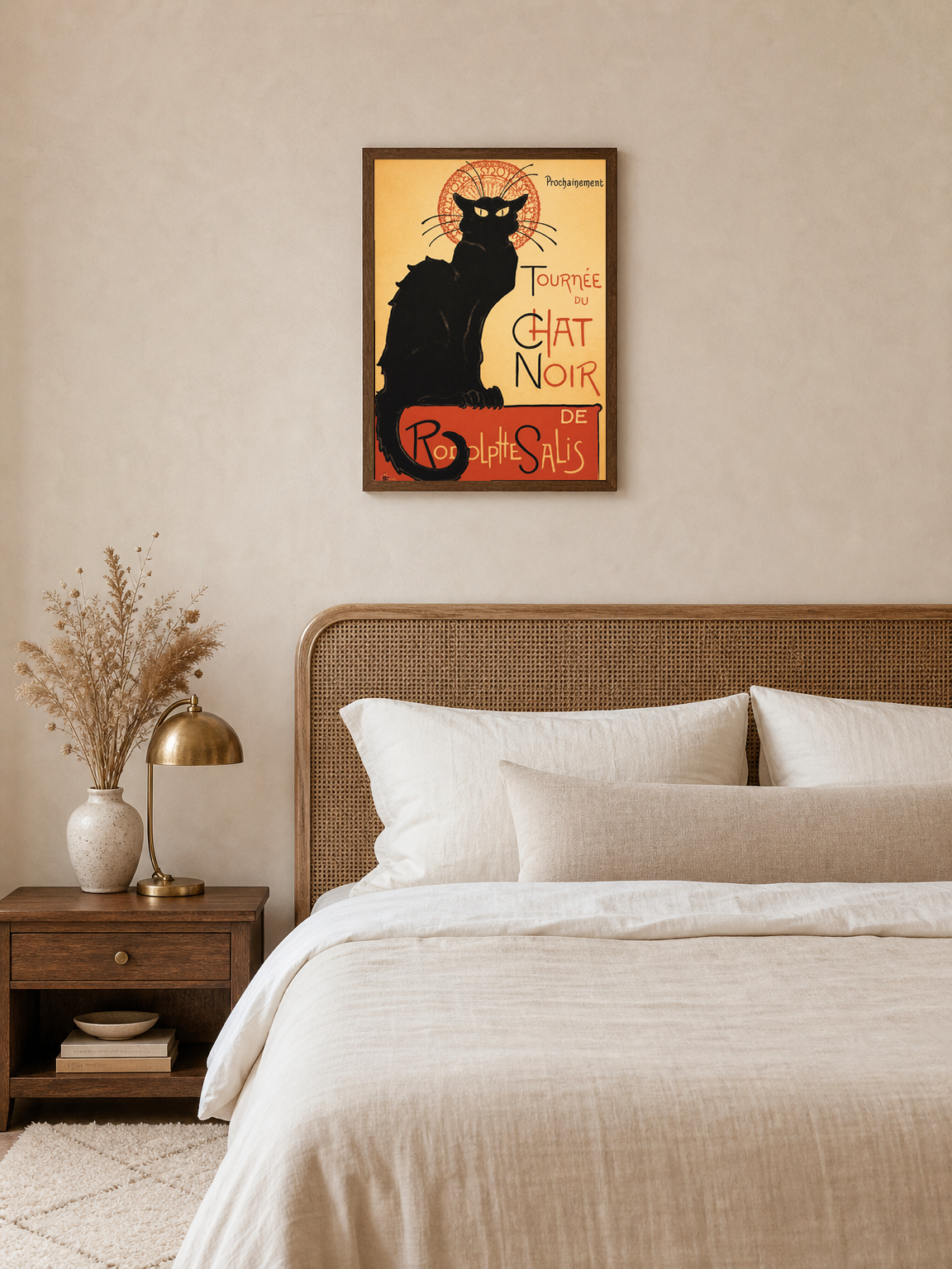 Tournée du Chat Noir Vintage Wall Art Print - dark wood framed