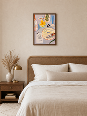 Colorful Still Life Kitchen Wall Art Print - dark wood framed