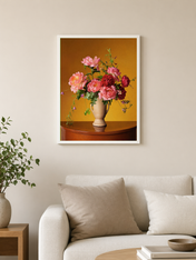 Peony Still Life Floral Wall Art Print - white framed