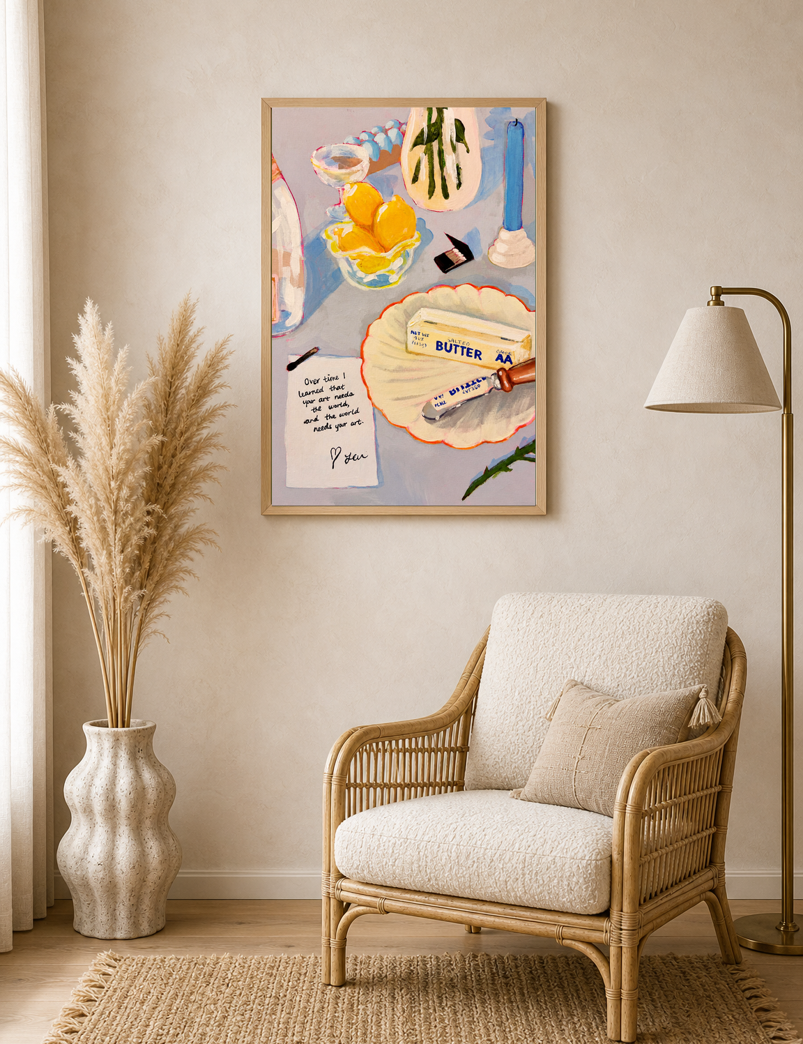 Colorful Still Life Kitchen Wall Art Print - wood framed poster