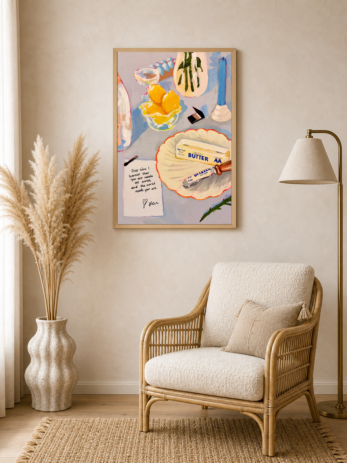 Colorful Still Life Kitchen Wall Art Print - wood framed poster