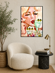 Glam Cocktail Portrait Wall Art Print - black framed