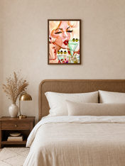 Glam Cocktail Portrait Wall Art Print - dark wood framed