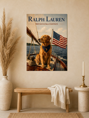 Golden Retriever Patriot Boat Wall Art Print - unframed mockup