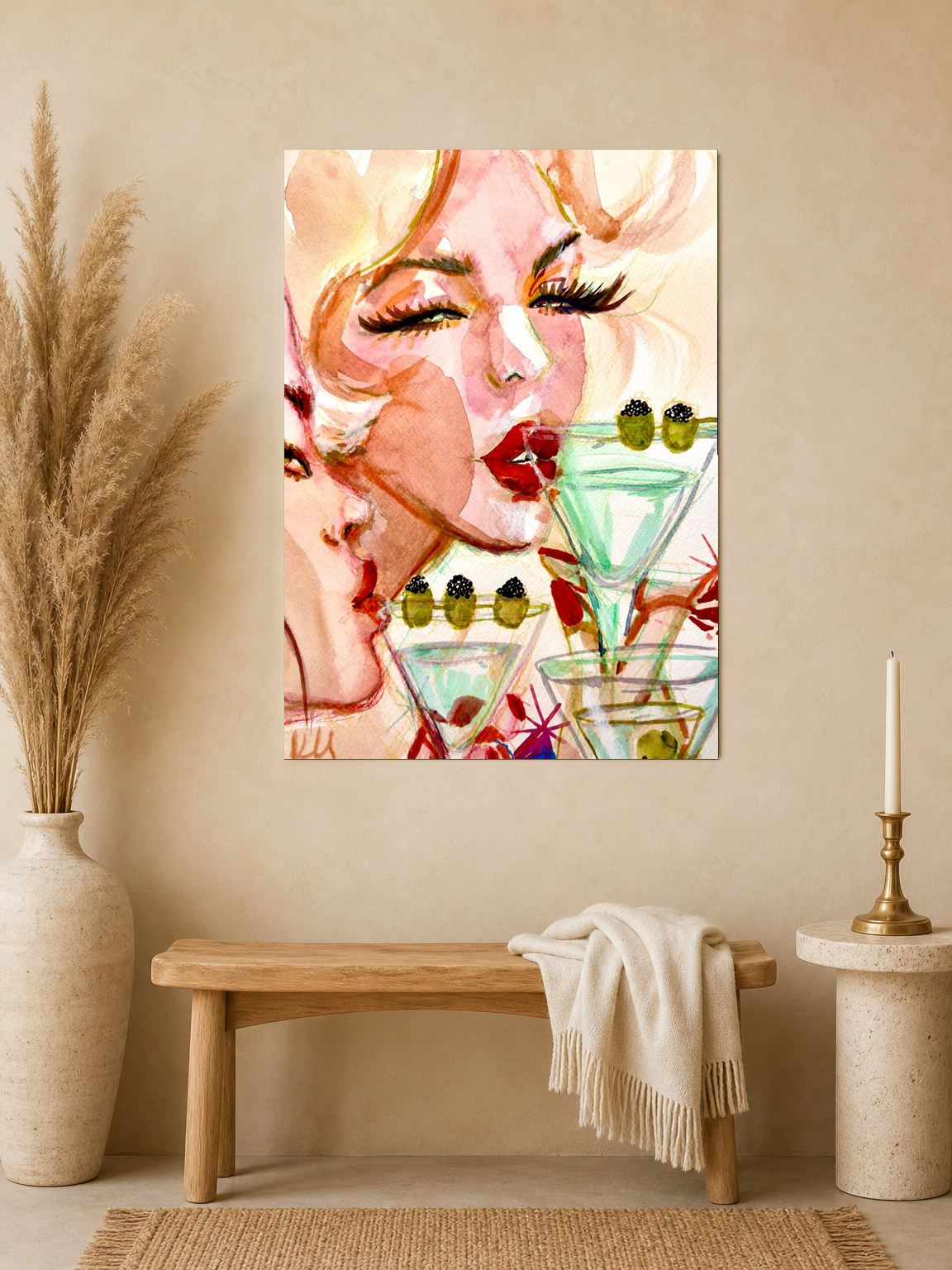 Glam Cocktail Portrait Wall Art Print - unframed mockup