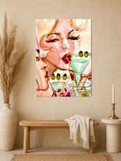 Glam Cocktail Portrait Wall Art Print - unframed mockup