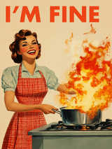 Retro I'm Fine Kitchen Wall Art Print