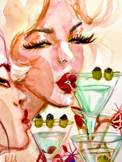 Glam Cocktail Portrait Wall Art Print - unframed