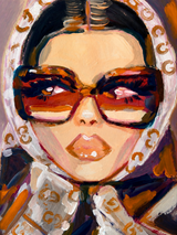 Glam Retro Sunglasses Portrait Wall Art Print