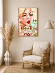 Glam Cocktail Portrait Wall Art Print - wood framed poster