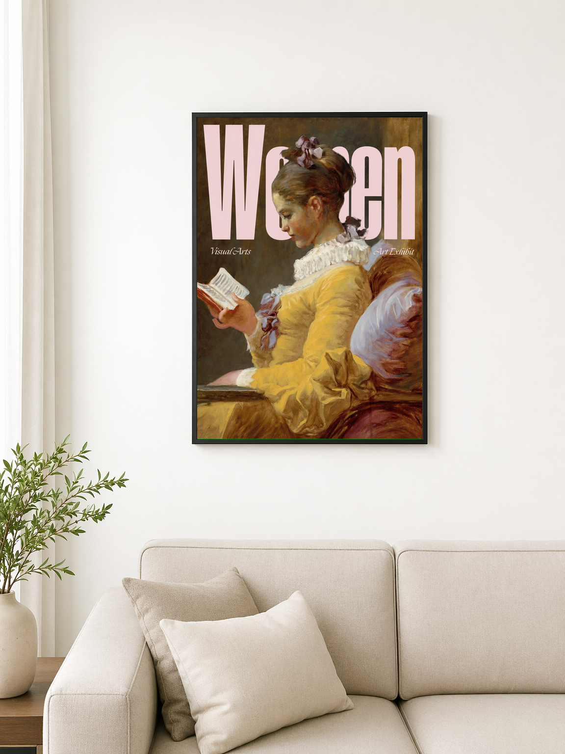 Women Visual Arts Reading Portrait Wall Art Print - black framed