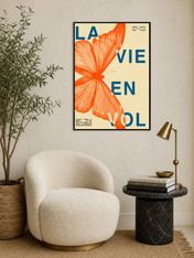 La Vie En Vol Butterfly Wall Art Print - black framed