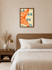 La Vie En Vol Butterfly Wall Art Print - dark wood framed