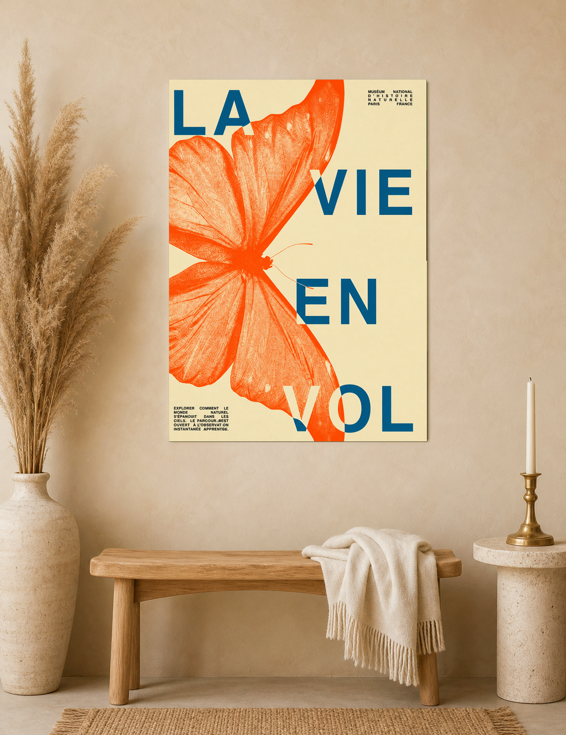 La Vie En Vol Butterfly Wall Art Print - unframed mockup