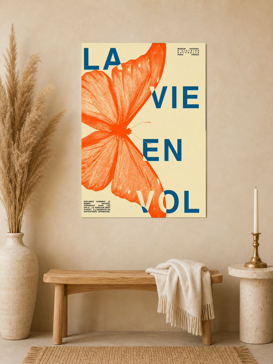 La Vie En Vol Butterfly Wall Art Print - unframed mockup