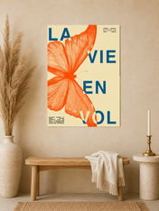 La Vie En Vol Butterfly Wall Art Print - unframed mockup