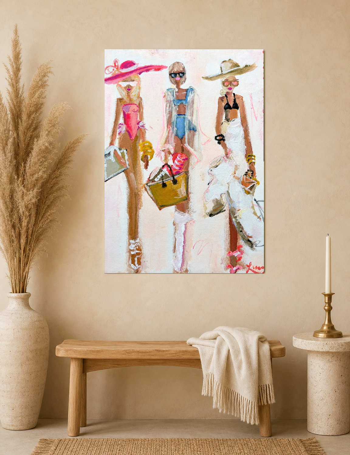 Chic Beach Girls Fashion Wall Art Print - unframed mockup