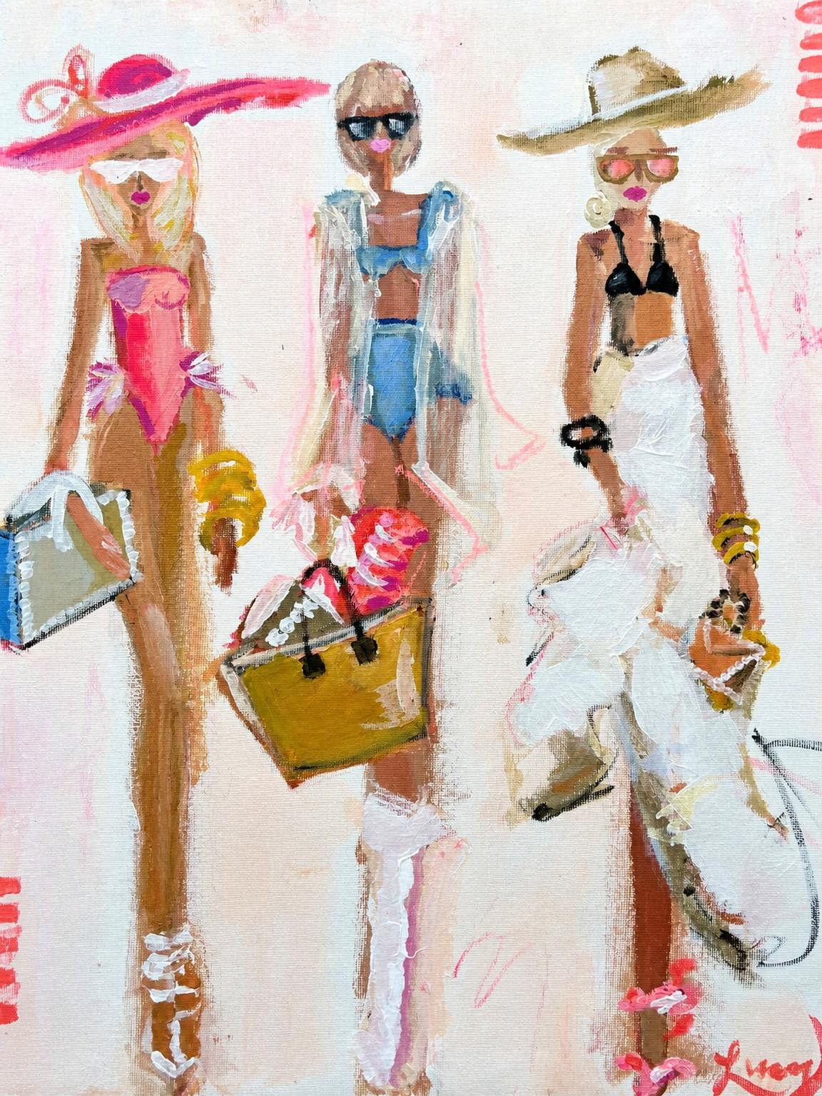 Chic Beach Girls Fashion Wall Art Print - unframed