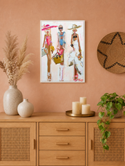 Chic Beach Girls Fashion Wall Art Print - white framed