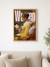 Women Visual Arts Reading Portrait Wall Art Print - wood framed poster
