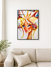 Blonde Fashion Portrait Wall Art Print - black framed