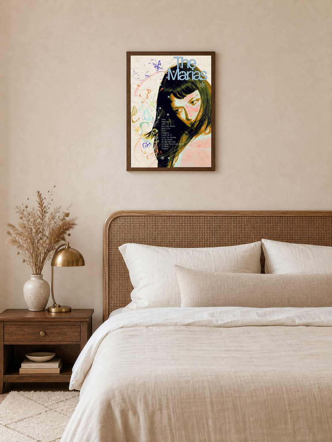 The Marías Retro Portrait Wall Art Print - dark wood framed