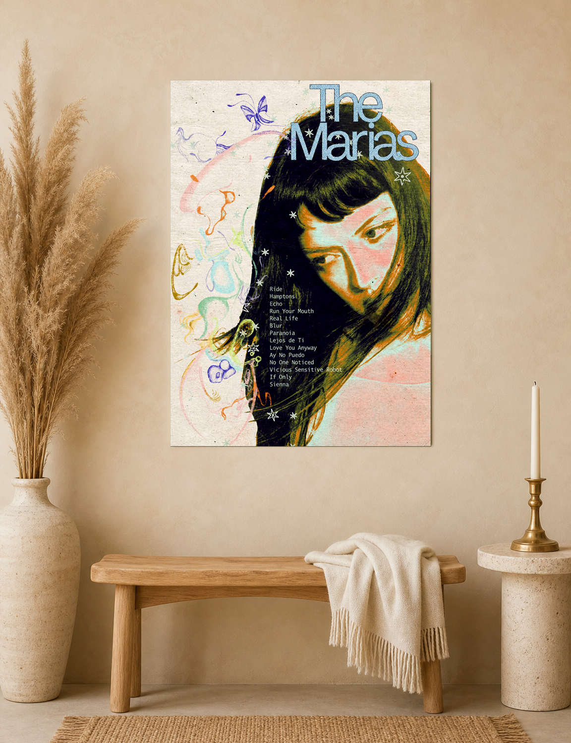 The Marías Retro Portrait Wall Art Print - unframed mockup