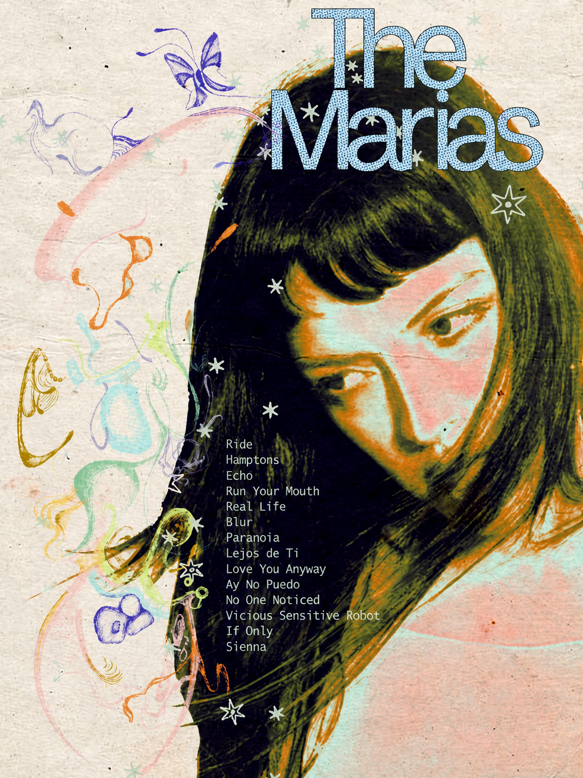 The Marías Retro Portrait Wall Art Print - unframed