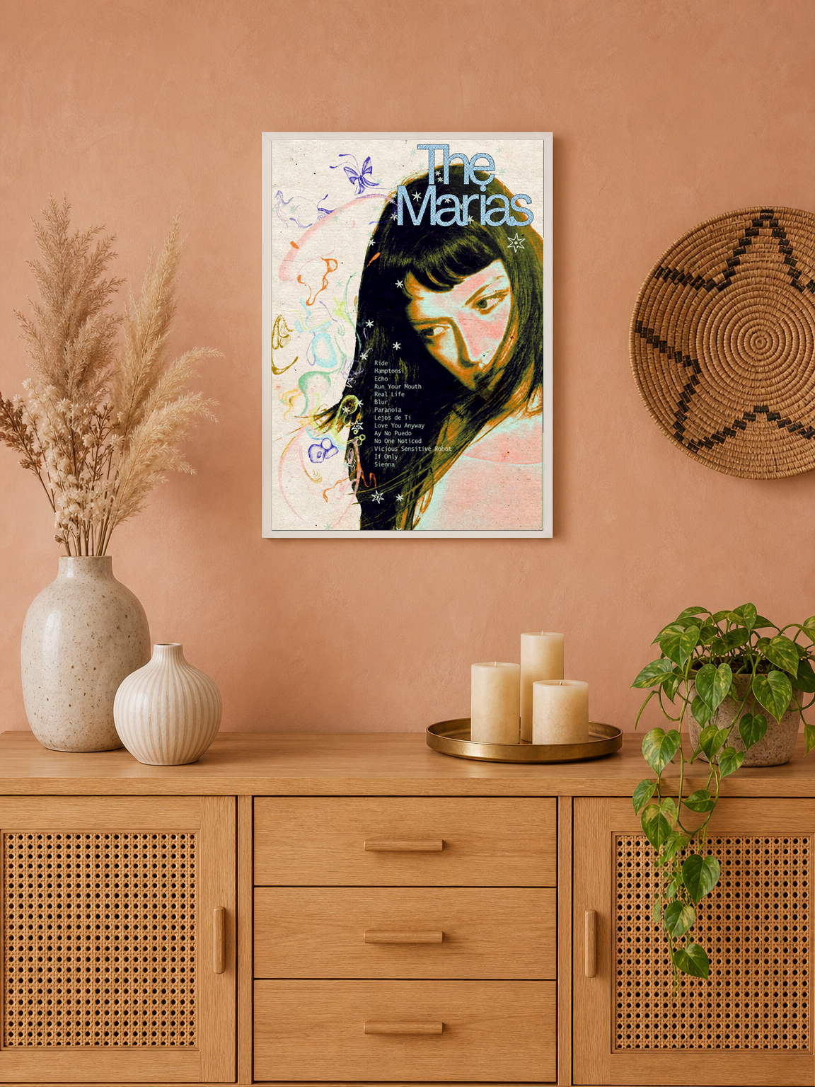 The Marías Retro Portrait Wall Art Print - white framed