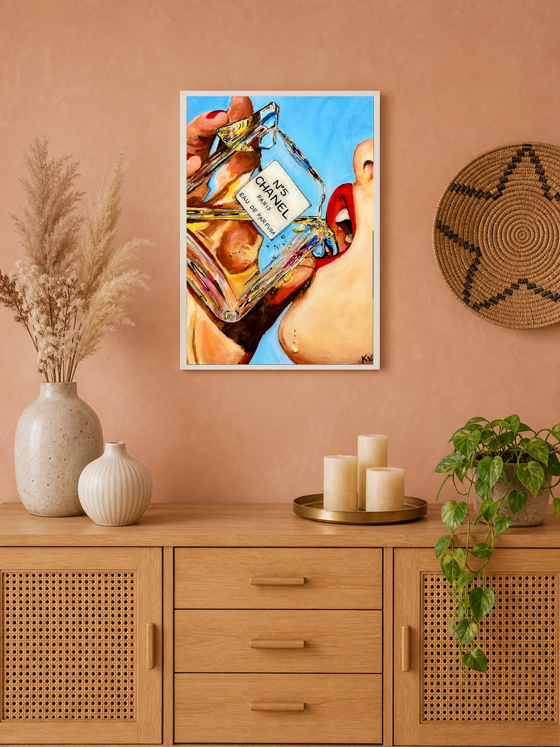 Chanel Perfume Pop Art Wall Art Print - white framed
