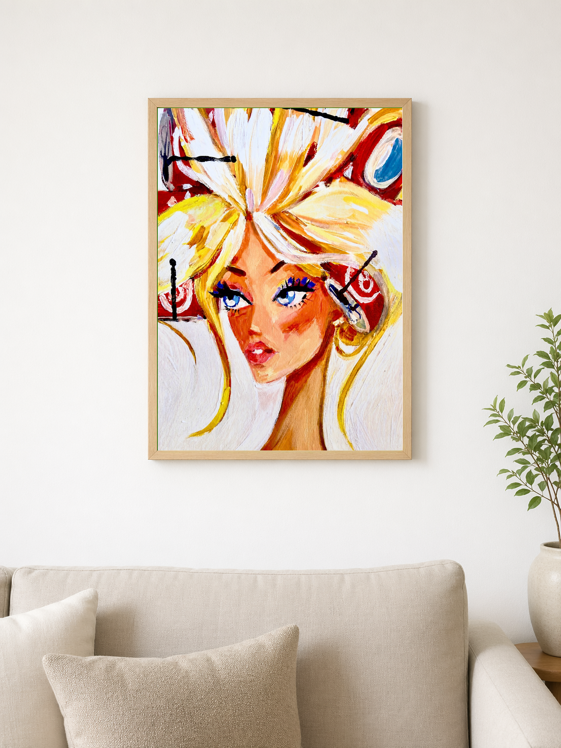 Blonde Fashion Portrait Wall Art Print - wood framed poster
