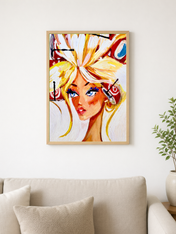 Blonde Fashion Portrait Wall Art Print - wood framed poster