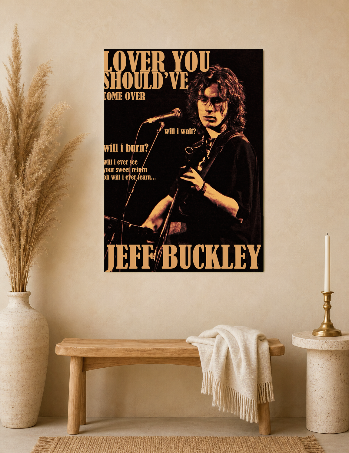 Jeff Buckley Lover You Should’ve Over Wall Art Print - unframed mockup