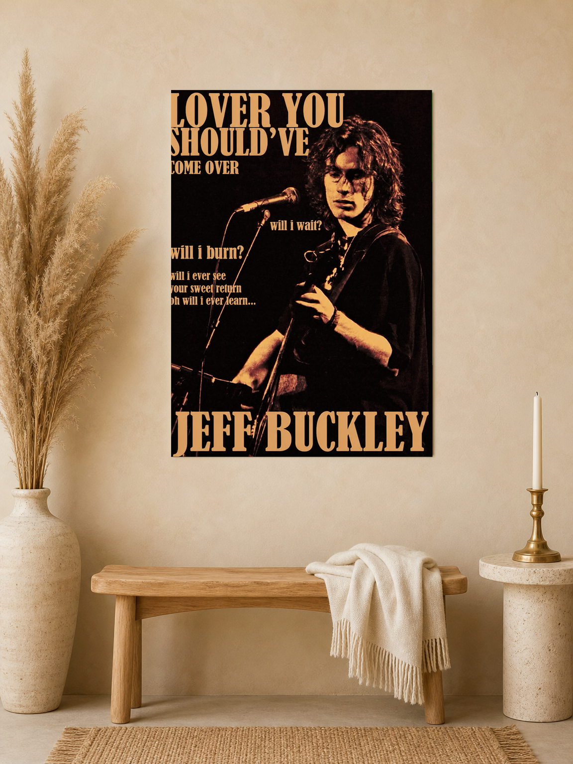 Jeff Buckley Lover You Should’ve Over Wall Art Print - unframed mockup
